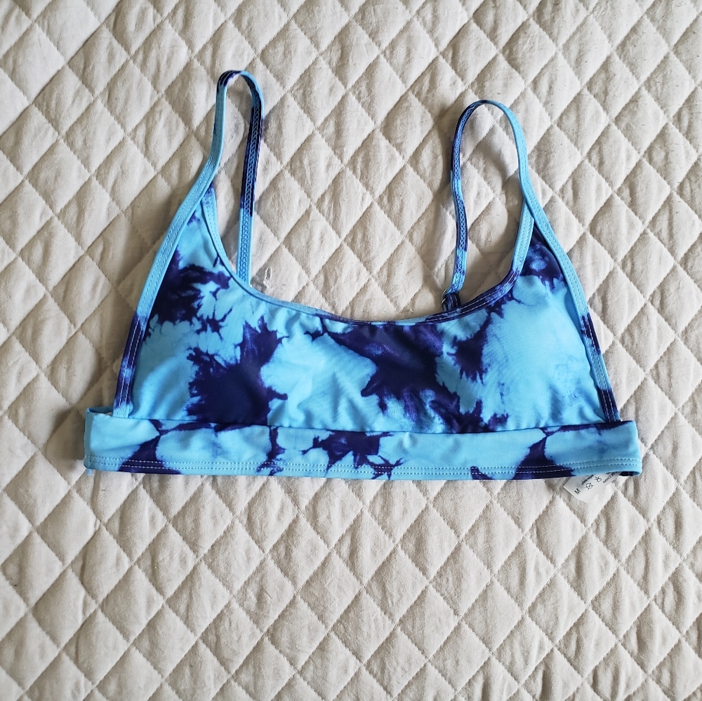 SHEIN Blue Tie Dye Bikini Top
